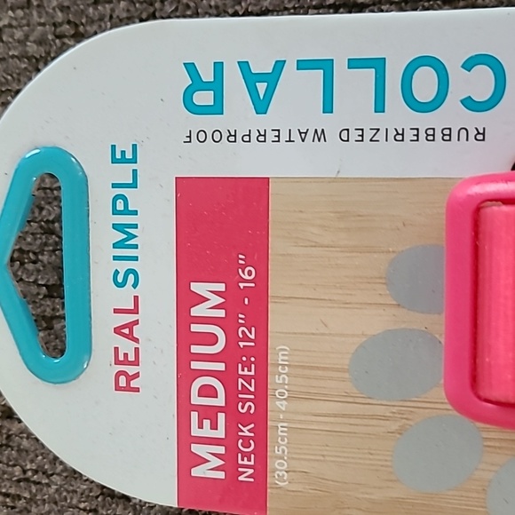 REAL SIMPLE MEDIUM PINK RUBBERIZED DOG COLLAR NECK SIZE 12" - 16" - Picture 6 of 8